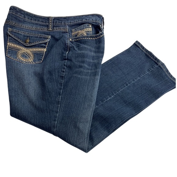 Cato Premium Denim - Cato Premium Womens Plus Size 16WP Dark Wash Embroidered Contrast Stitch Jean D4